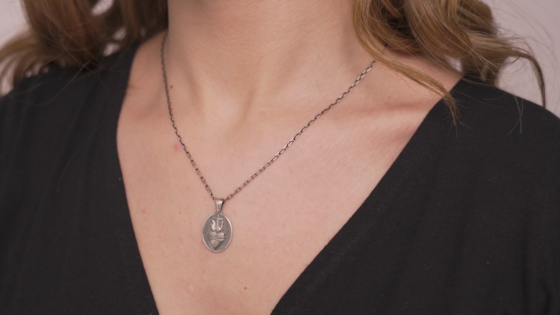 Sacred Heart Necklace in Sterling Silver or Gold